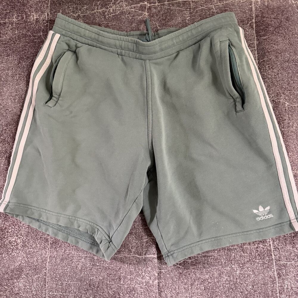 Men's Adidas Teal Light Sage Green 9" French Terry Cotton Sweat Shorts Sz Large